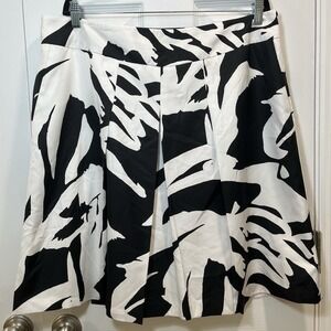 Ann Taylor Skirt Size 18 Black White Abstract Patterned Pleated Pockets Bold